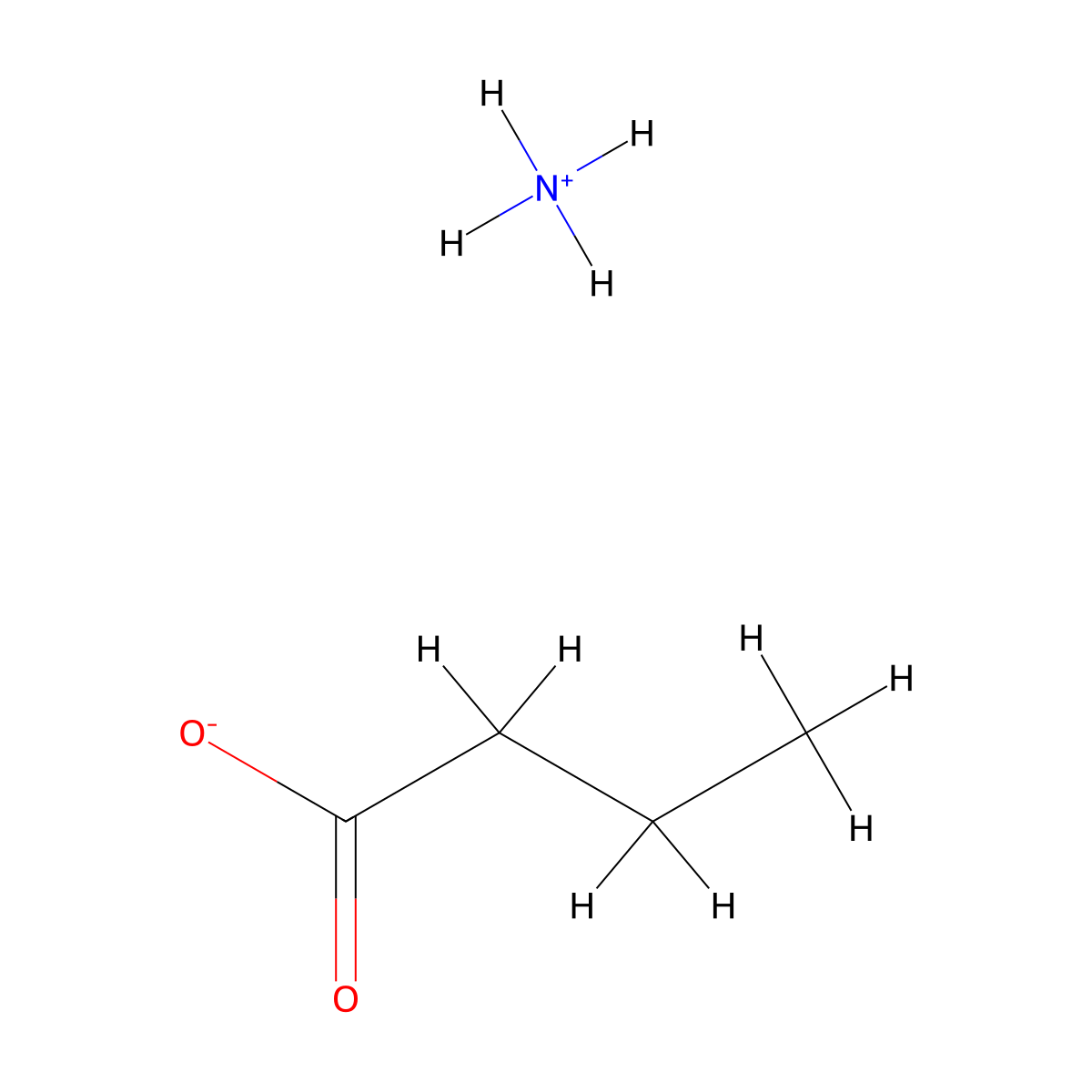 Butanoic acid, ammonium salt (1:1) molecular structure, CAS 14287-04-8