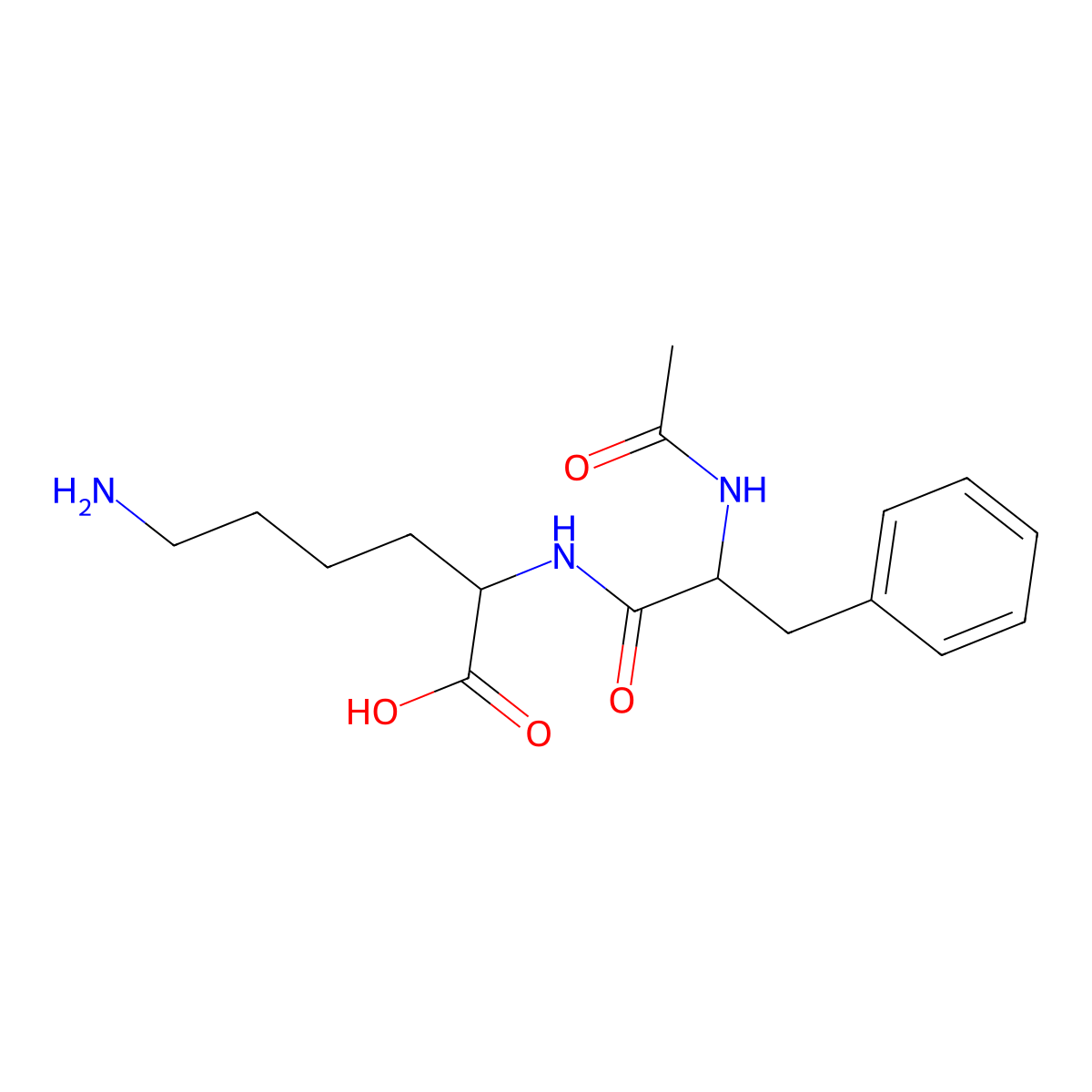N-Acetylphenylalanyllysine molecular structure, CAS 14287-21-9