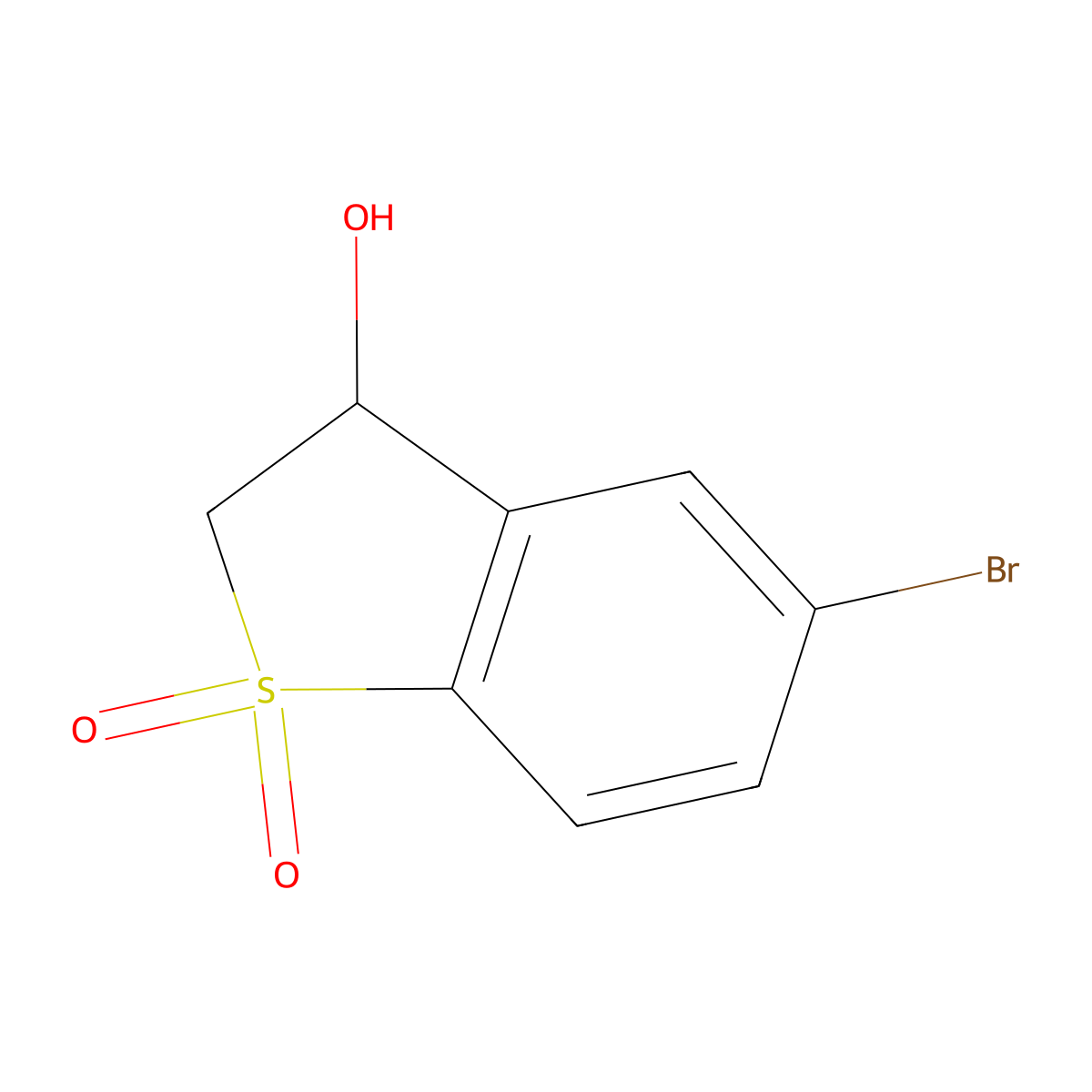 5-Bromo-3-hydroxy-2,3-dihydrobenzothiophene 1,1-Dioxide molecular structure, CAS 1428725-91-0
