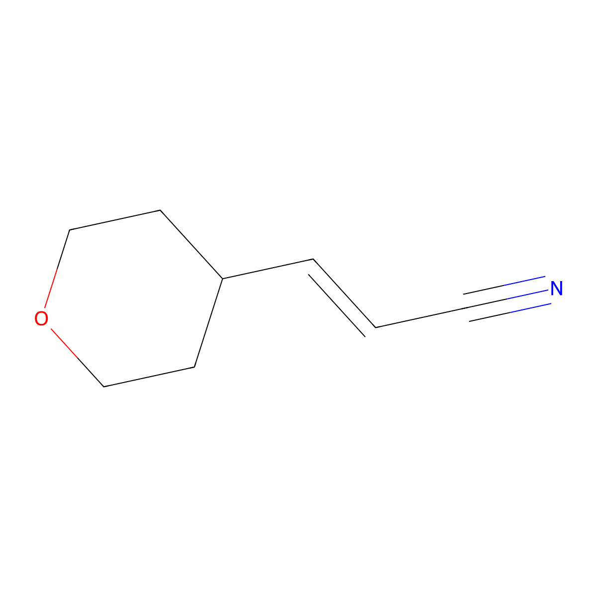 3-(Tetrahydro-2H-pyran-4-yl)acrylonitrile molecular structure, CAS 1428725-99-8