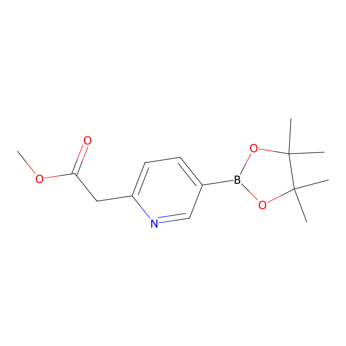 (6-(2-Methoxy-2-oxoethyl)pyridin-3-yl)boronic acid pinacol ester molecular structure, CAS 1428761-14-1