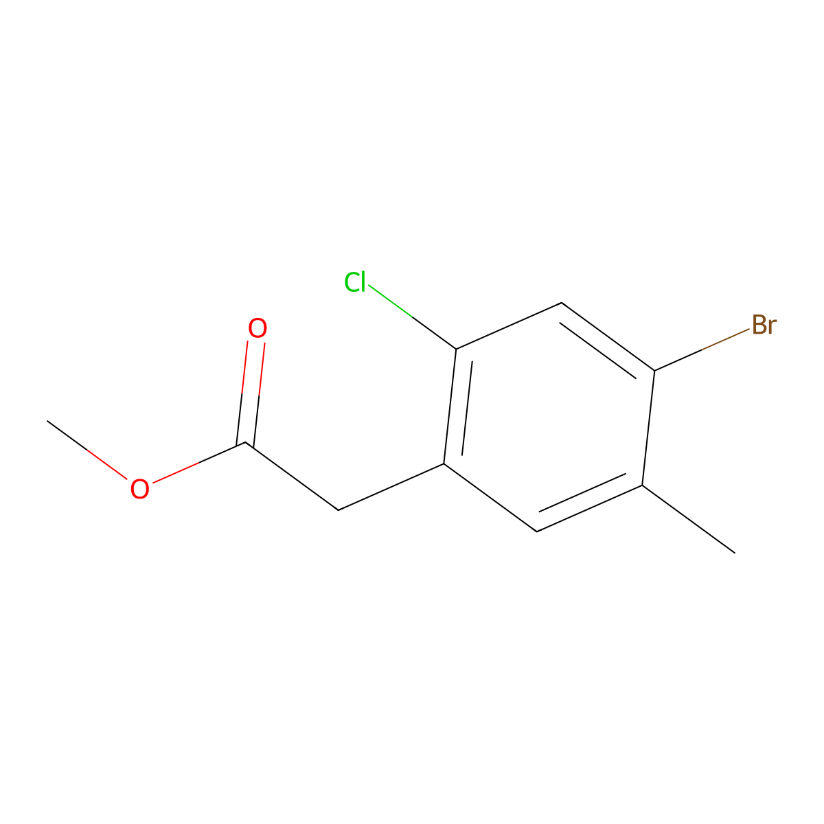 Methyl 2-(4-bromo-2-chloro-5-methylphenyl)acetate molecular structure, CAS 1428761-26-5