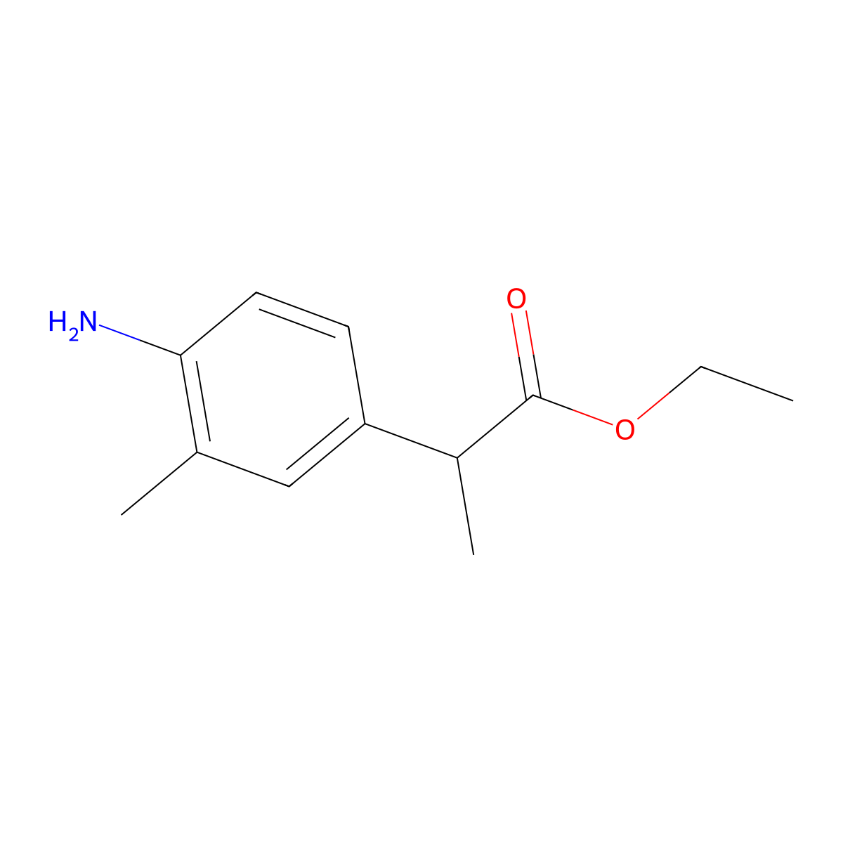Ethyl 2-(4-amino-3-methylphenyl)propanoate molecular structure, CAS 1428765-53-0
