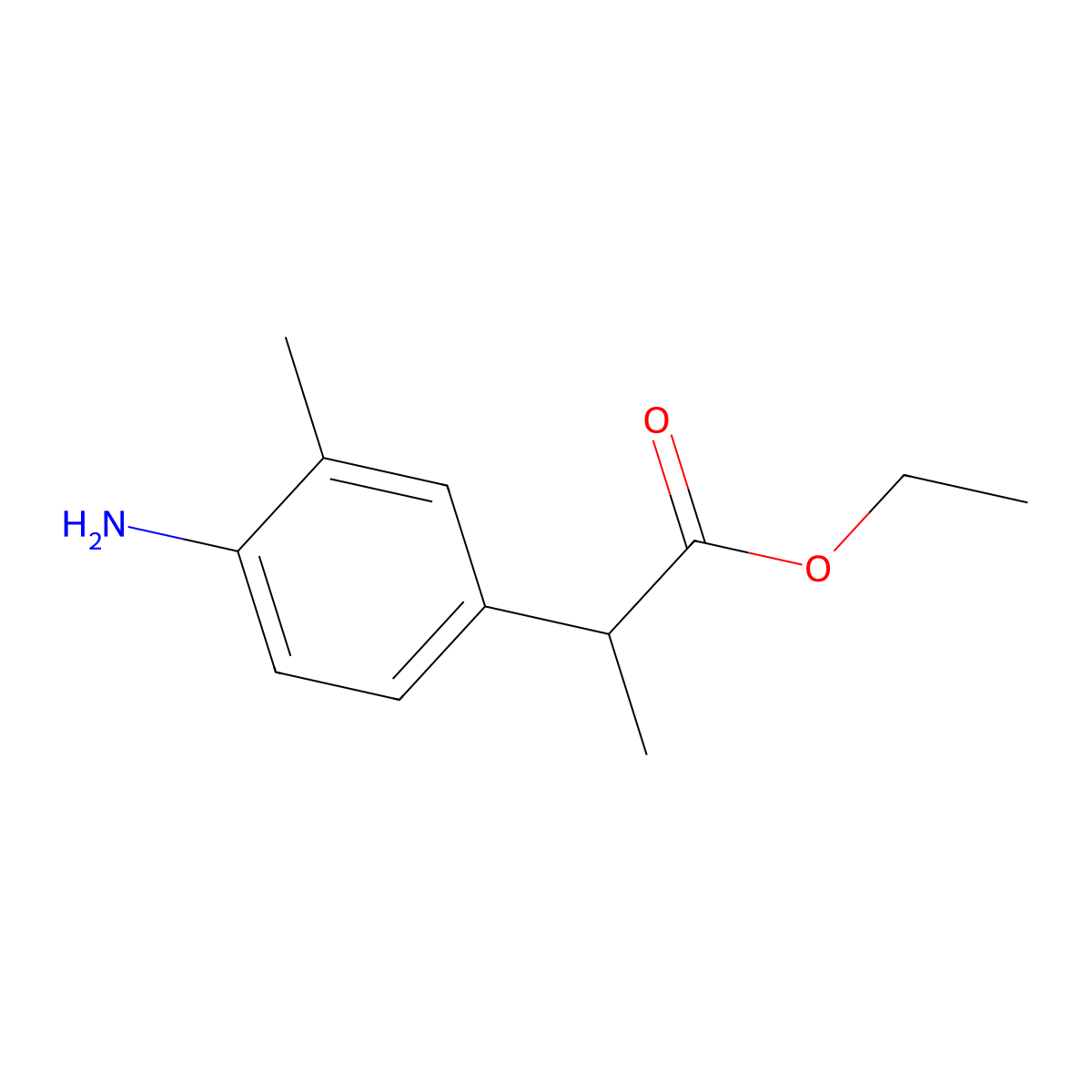 Ethyl 2-(4-amino-3-methylphenyl)propanoate molecular structure, CAS 1428765-53-0