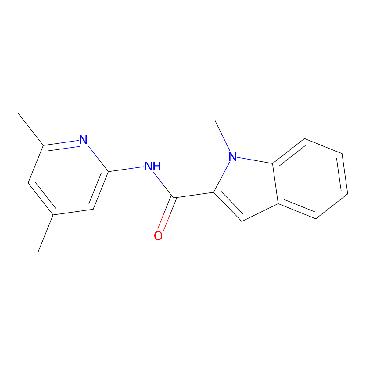 1H-Indole-2-carboxamide, N-(4,6-dimethyl-2-pyridinyl)-1-methyl- molecular structure, CAS 142877-66-5