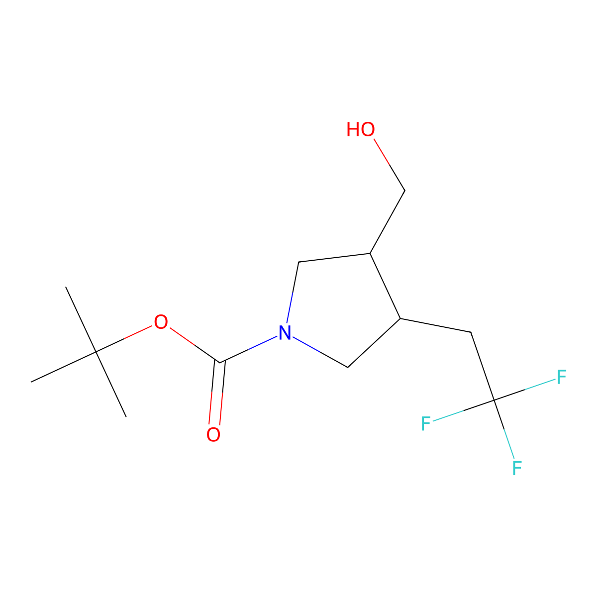 tert-Butyl trans-3-(hydroxymethyl)-4-(2,2,2-trifluoroethyl)pyrrolidine-1-carboxylate molecular structure, CAS 1428776-18-4