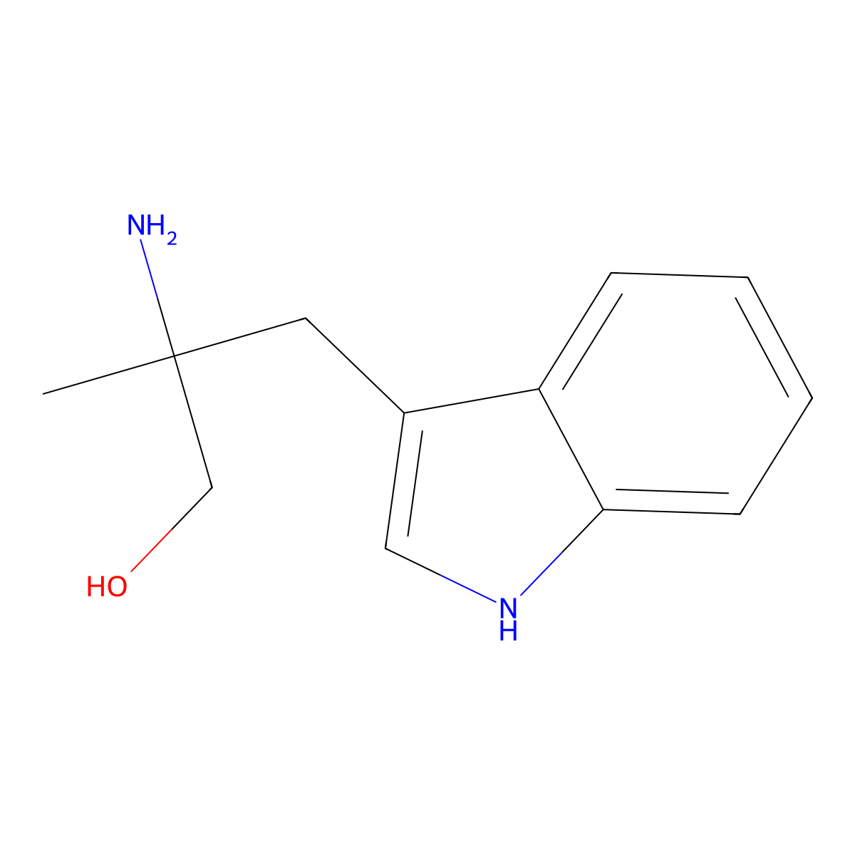 2-amino-3-(1H-indol-3-yl)-2-methylpropan-1-ol molecular structure, CAS 1428796-46-6