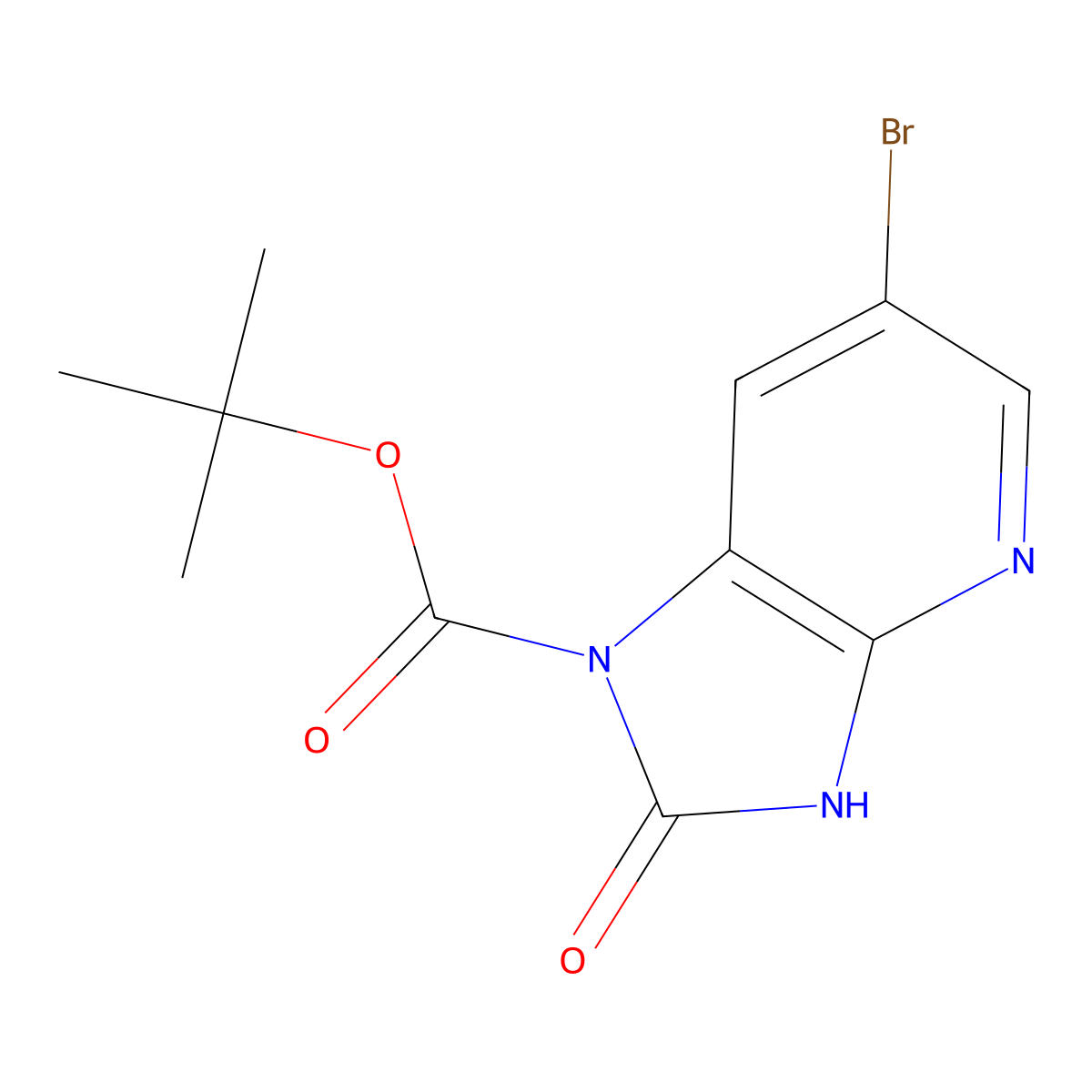 tert-butyl 6-bromo-2-oxo-2,3-dihydro-1H-imidazo[4,5-b]pyridine-1-carboxylate molecular structure, CAS 1428799-47-6