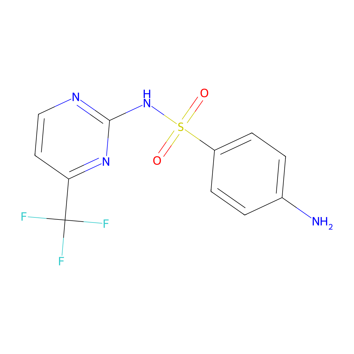 4-amino-N-[4-(trifluoromethyl)pyrimidin-2-yl]benzenesulfonamide molecular structure, CAS 14288-91-6
