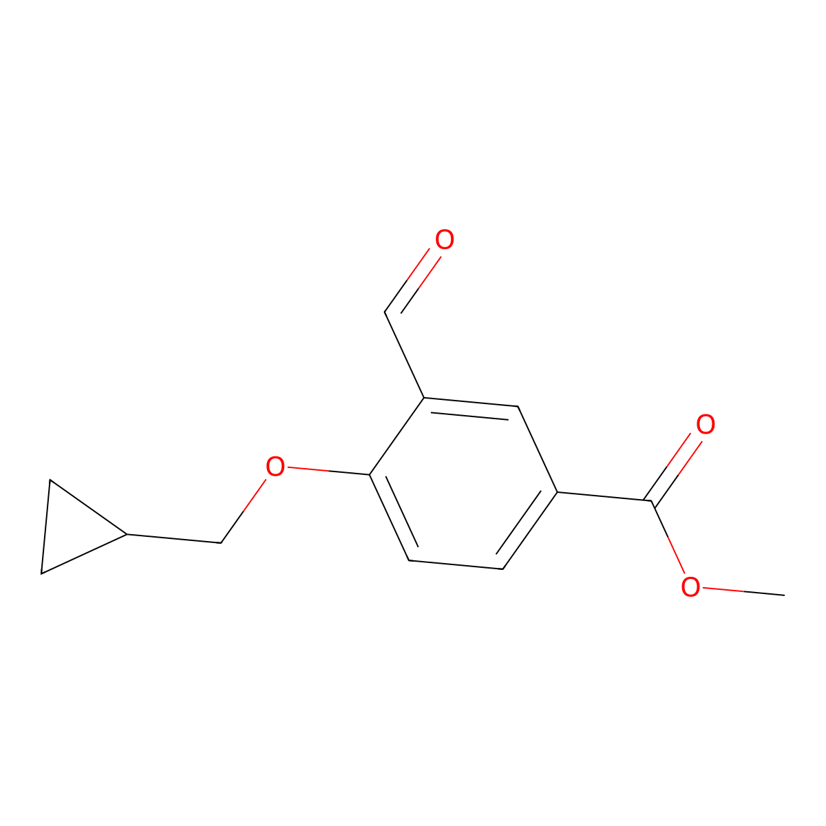 Methyl 4-(cyclopropylmethoxy)-3-formylbenzoate molecular structure, CAS 1428847-86-2