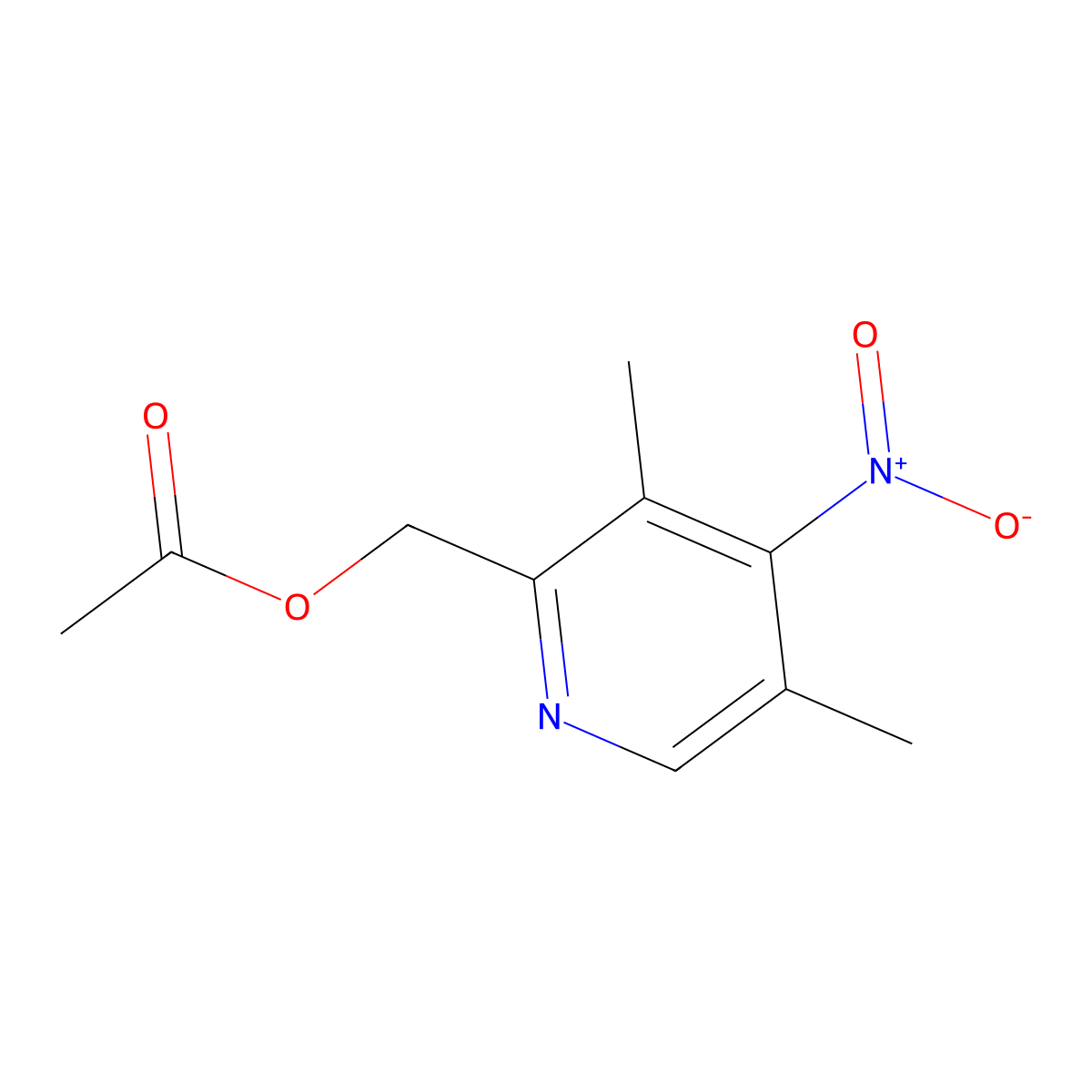 2-Acetyloxymethyl-3,5-dimethyl-4-nitropyridine molecular structure, CAS 142885-95-8