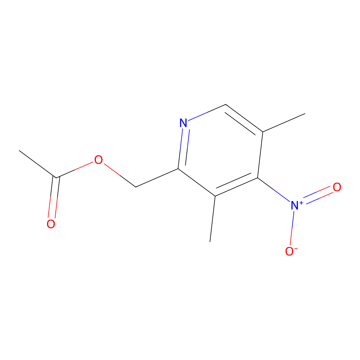 2-Acetyloxymethyl-3,5-dimethyl-4-nitropyridine molecular structure, CAS 142885-95-8