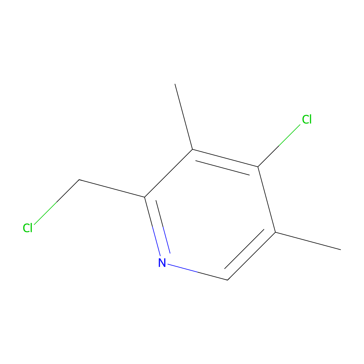 4-Chloro-2-(chloromethyl)-3,5-dimethylpyridine molecular structure, CAS 142885-96-9