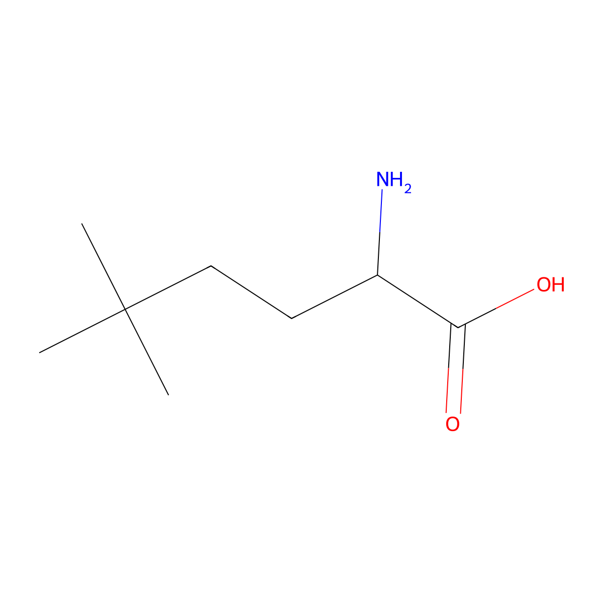(R)-2-Amino-5,5-dimethylhexanoic acid molecular structure, CAS 142886-12-2