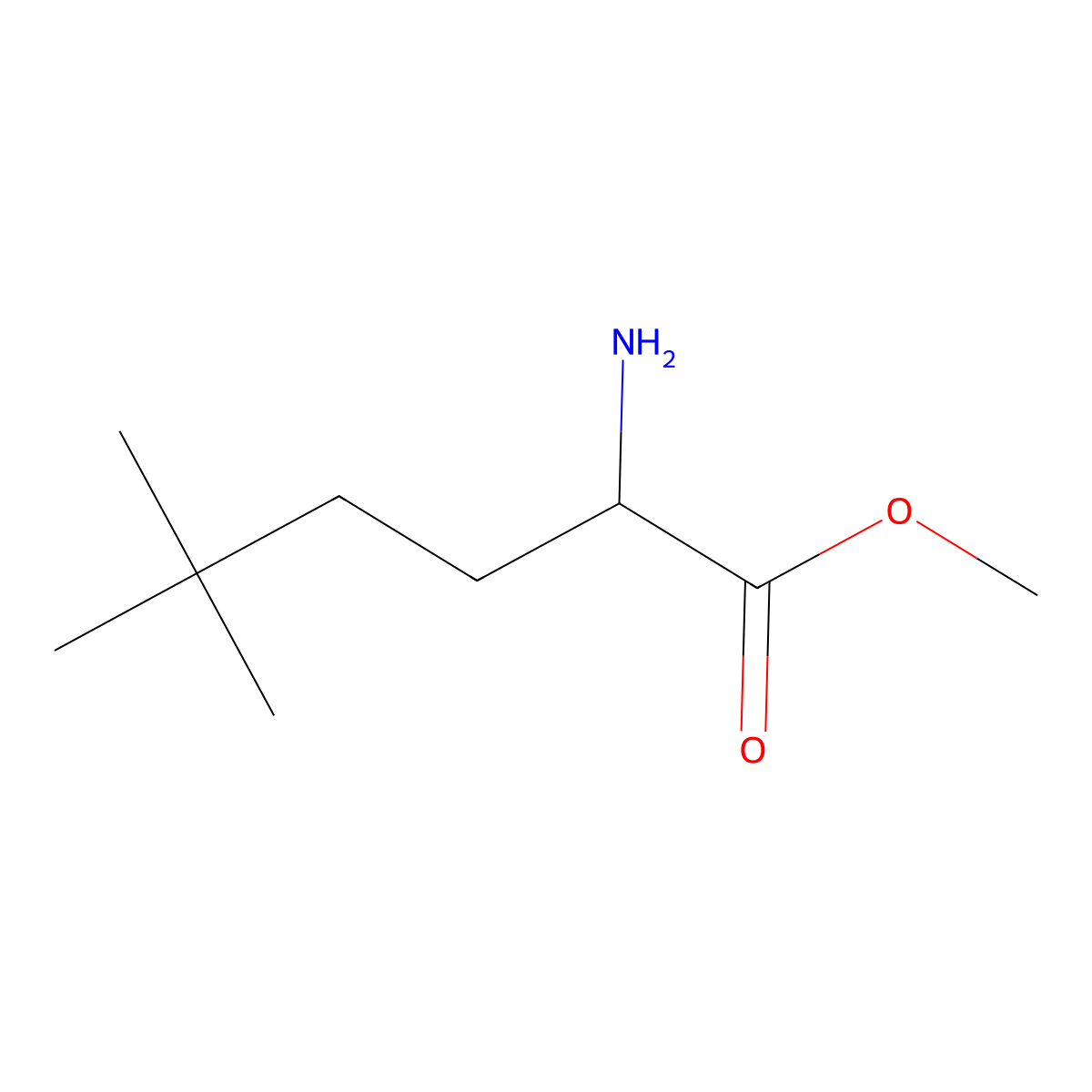 Methyl 2-amino-5,5-dimethylhexanoate molecular structure, CAS 142886-14-4