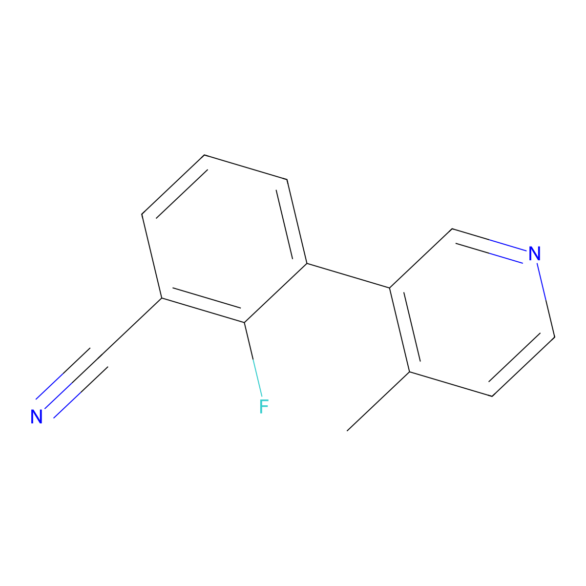 2-Fluoro-3-(4-methylpyridin-3-yl)benzonitrile molecular structure, CAS 1428881-61-1