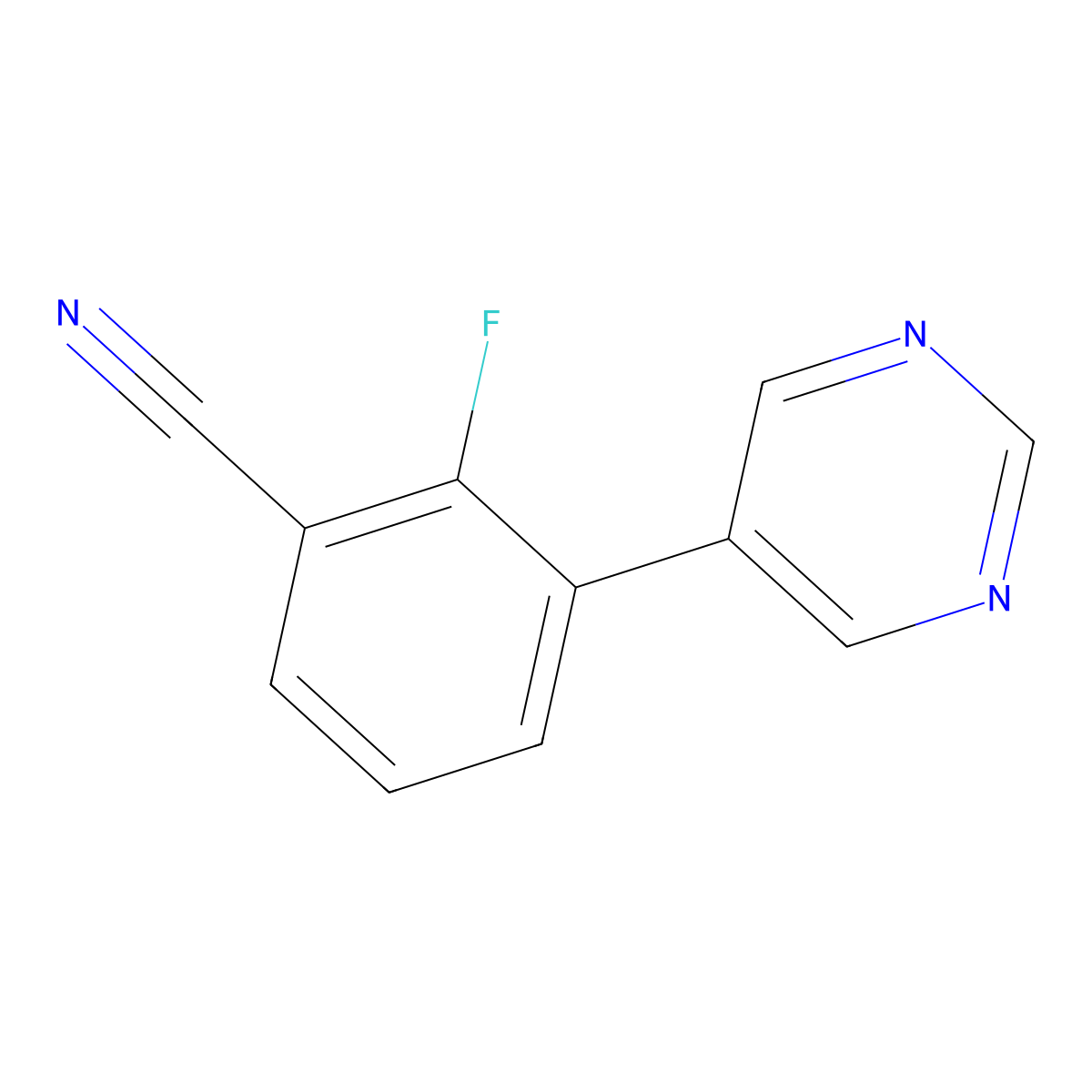 2-Fluoro-3-(pyrimidin-5-yl)benzonitrile molecular structure, CAS 1428881-81-5