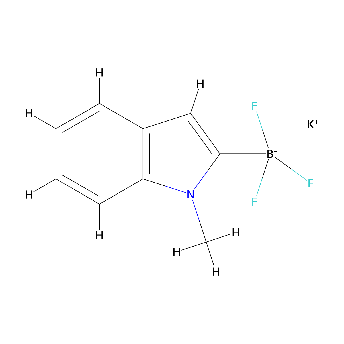 Potassium trifluoro(1-methylindol-2-yl)borate molecular structure, CAS 1428884-67-6