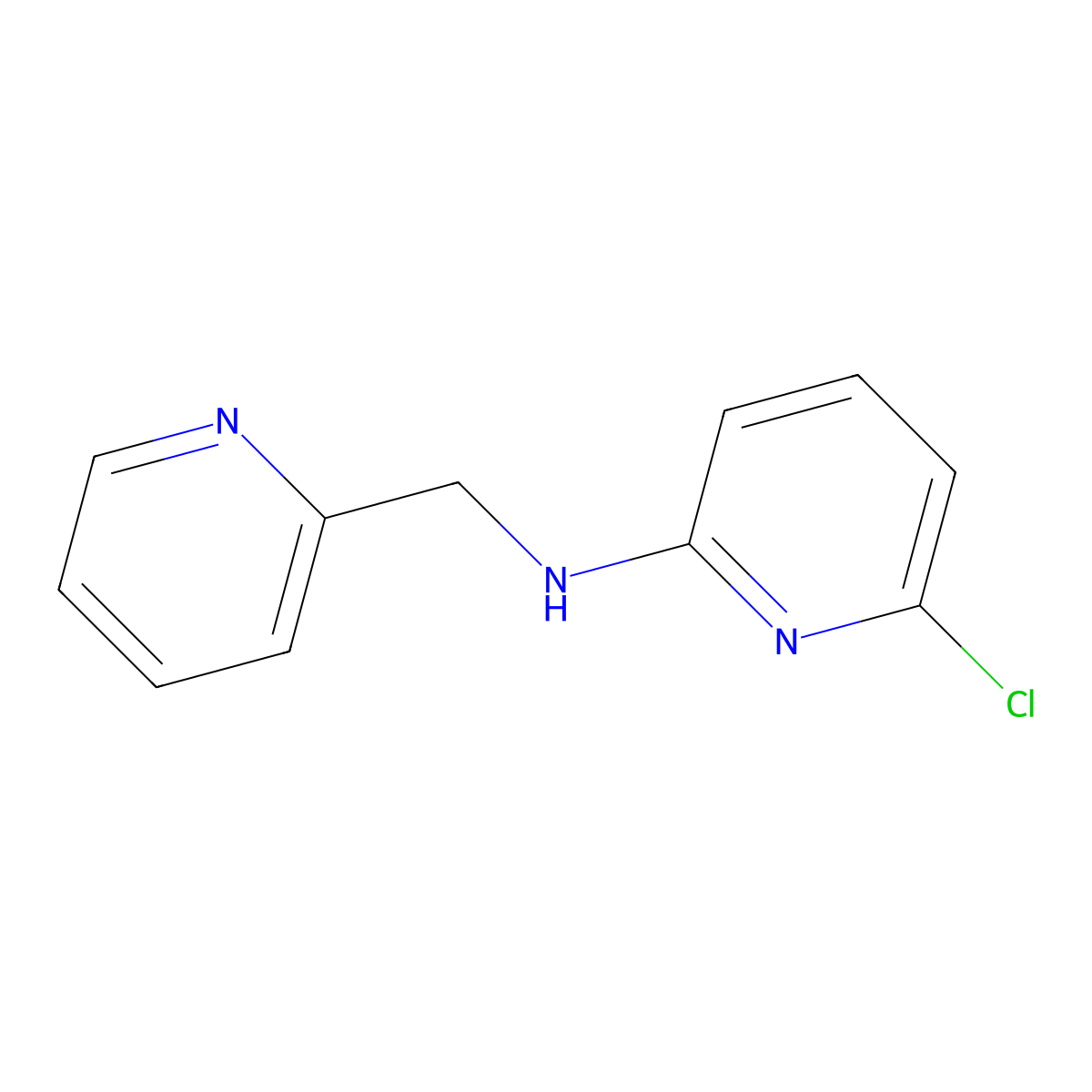 6-chloro-N-(pyridin-2-ylmethyl)pyridin-2-amine molecular structure, CAS 142889-00-7