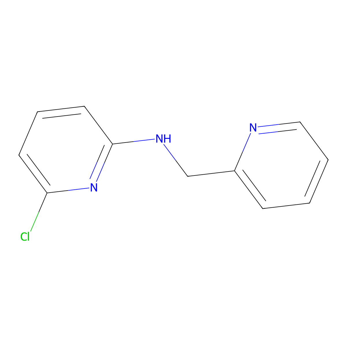 6-chloro-N-(pyridin-2-ylmethyl)pyridin-2-amine molecular structure, CAS 142889-00-7