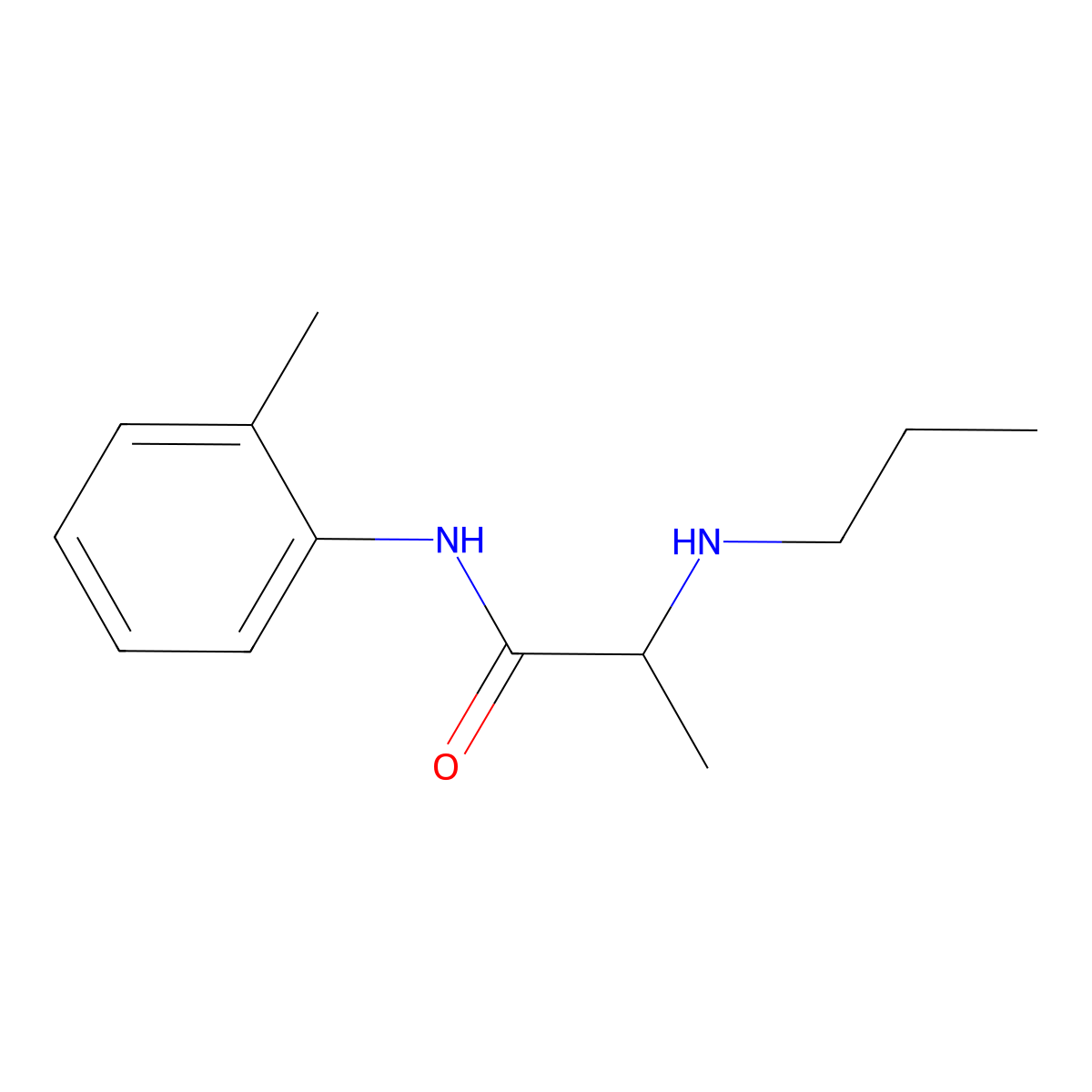 Propanamide, N-(2-methylphenyl)-2-(propylamino)-, (R)- molecular structure, CAS 14289-32-8
