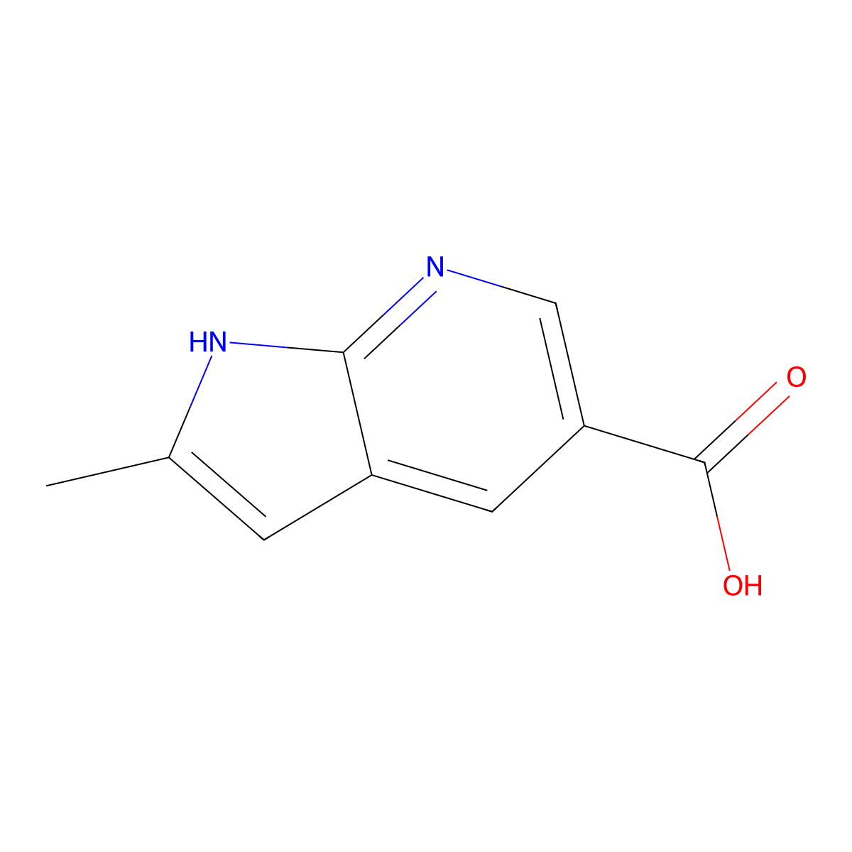 2-methyl-1H-pyrrolo[2,3-b]pyridine-5-carboxylic acid molecular structure, CAS 1428929-59-2