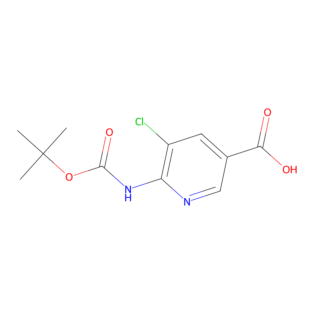 6-{[(Tert-butoxy)carbonyl]amino}-5-chloropyridine-3-carboxylic acid molecular structure, CAS 1428929-82-1