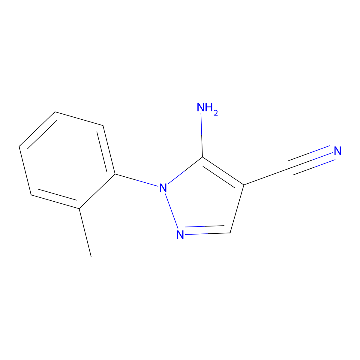 5-amino-1-(2-methylphenyl)-1H-pyrazole-4-carbonitrile molecular structure, CAS 142893-46-7