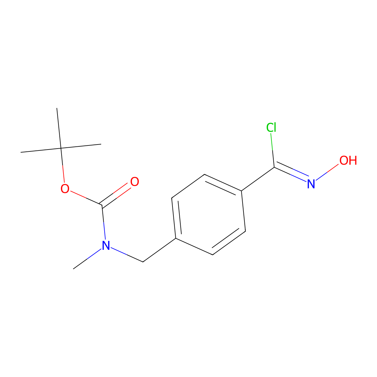 Carbamic acid, N-[[4-[chloro(hydroxyimino)methyl]phenyl]methyl]-N-methyl-, 1,1-dimethylethyl ester molecular structure, CAS 1428935-49-2
