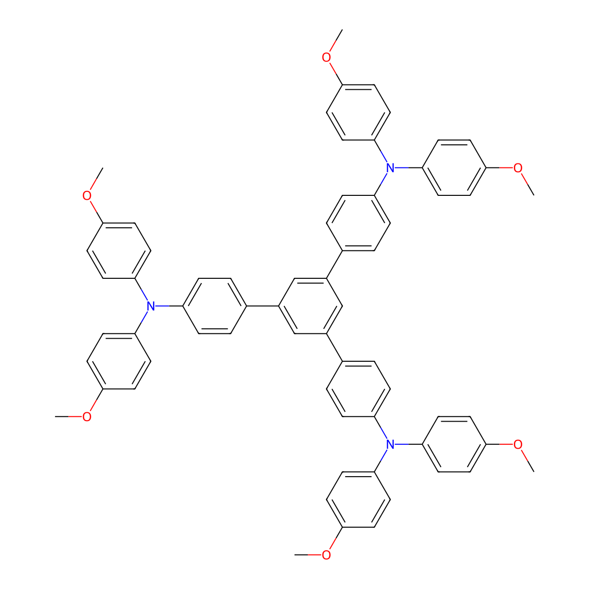 1,3,5-Tris[4-[bis(4-methoxyphenyl)amino]phenyl]benzene molecular structure, CAS 142894-38-0