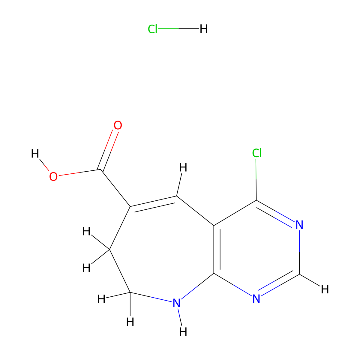 4-Chloro-7H,8H,9H-pyrimido[4,5-b]azepine-6-carboxylic acid hydrochloride molecular structure, CAS 1428956-08-4