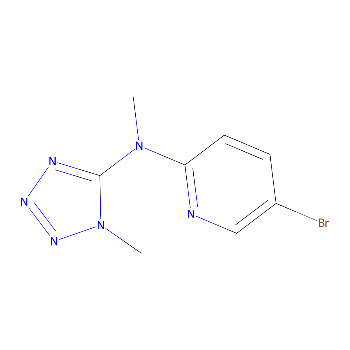 5-bromo-N-methyl-N-(1-methyl-1H-1,2,3,4-tetrazol-5-yl)pyridin-2-amine molecular structure, CAS 1428960-81-9