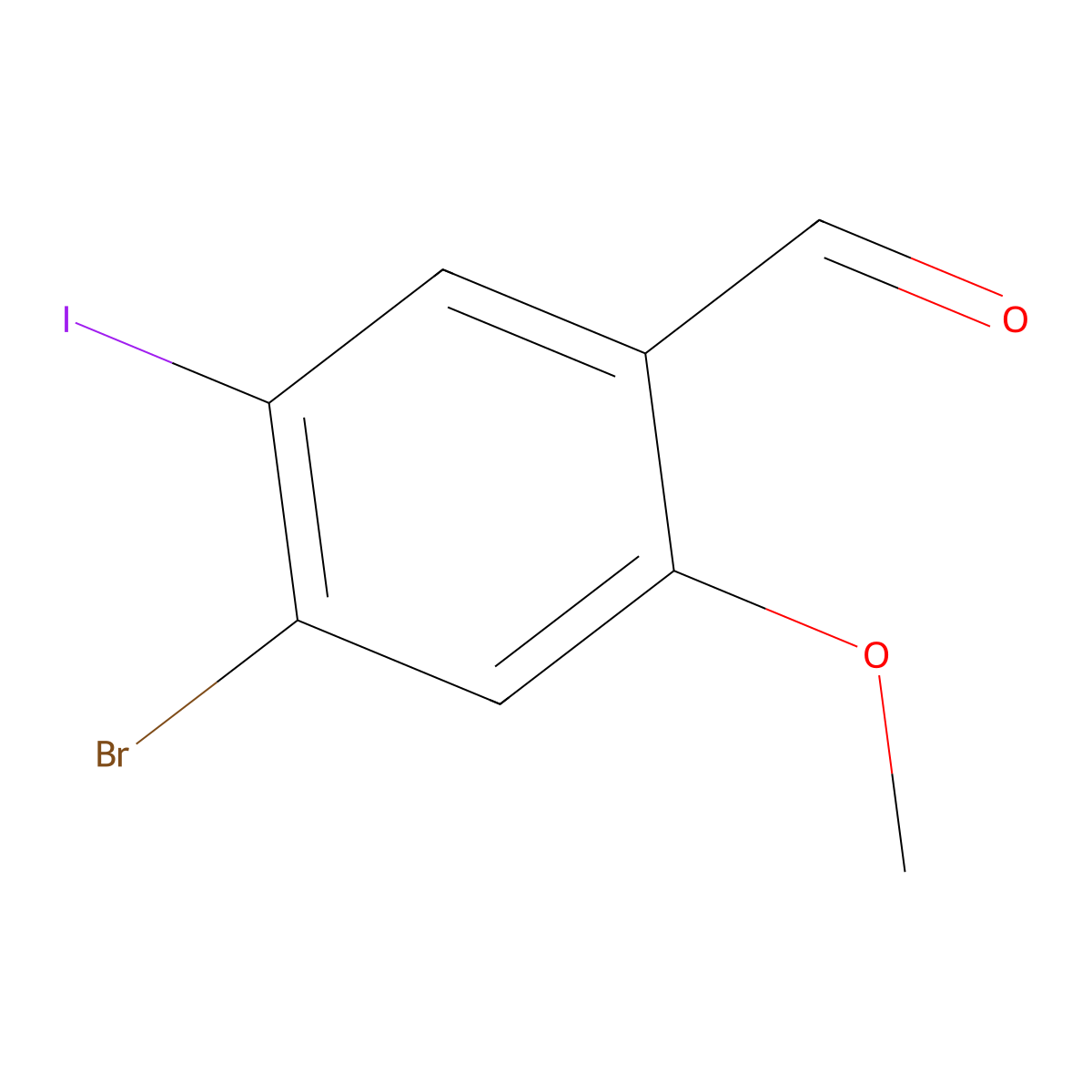 4-Bromo-5-iodo-2-methoxybenzaldehyde molecular structure, CAS 1428963-72-7