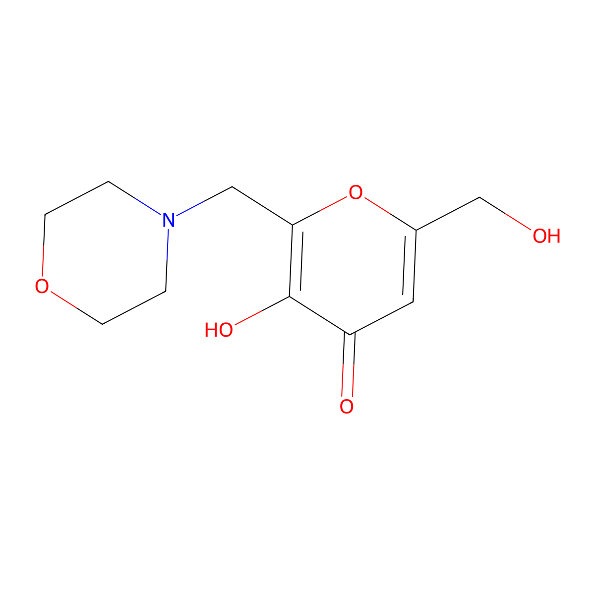 3-hydroxy-6-(hydroxymethyl)-2-(morpholinomethyl)-4H-pyran-4-one molecular structure, CAS 1429-25-0