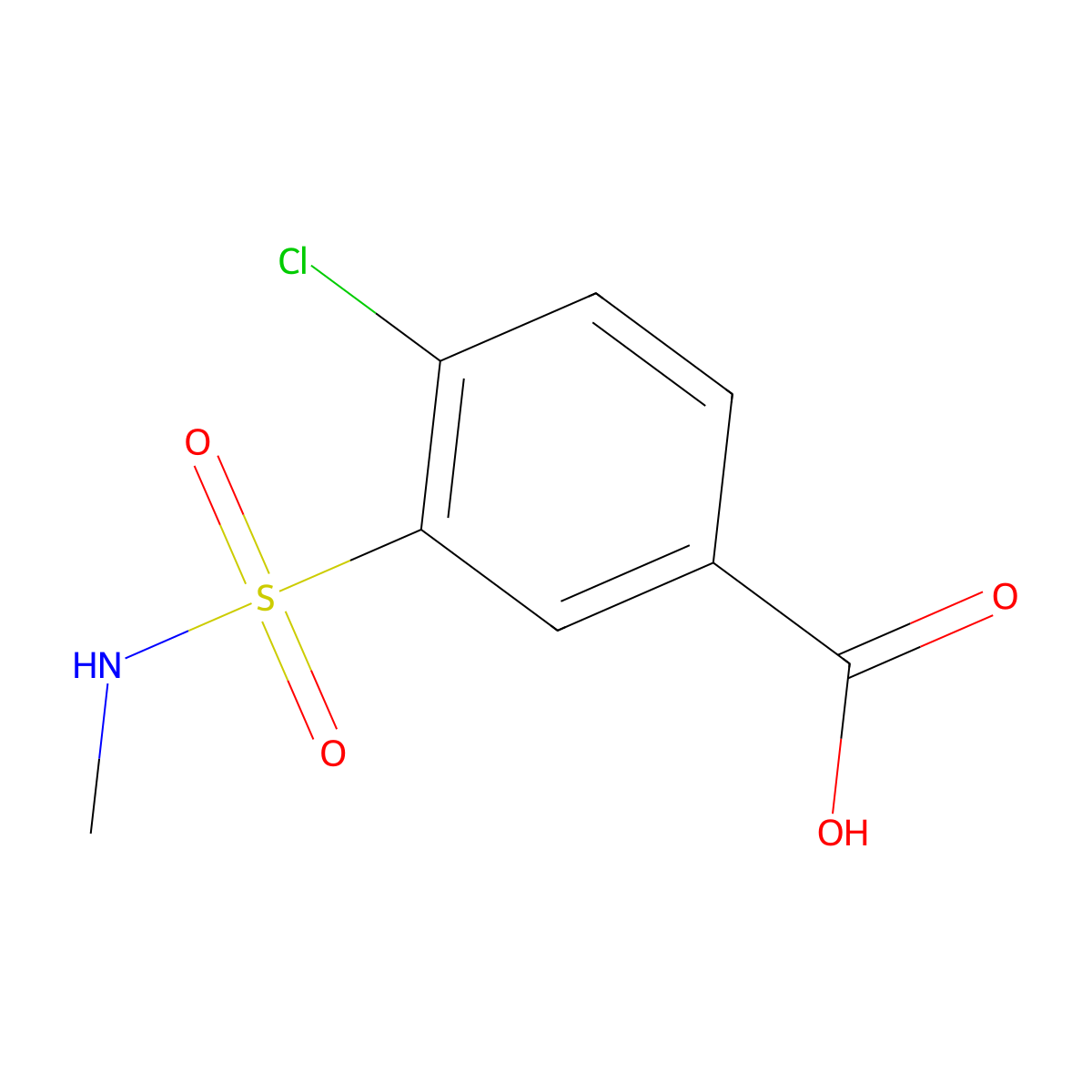 4-Chloro-3-[(methylamino)sulfonyl]benzoic acid molecular structure, CAS 1429-44-3