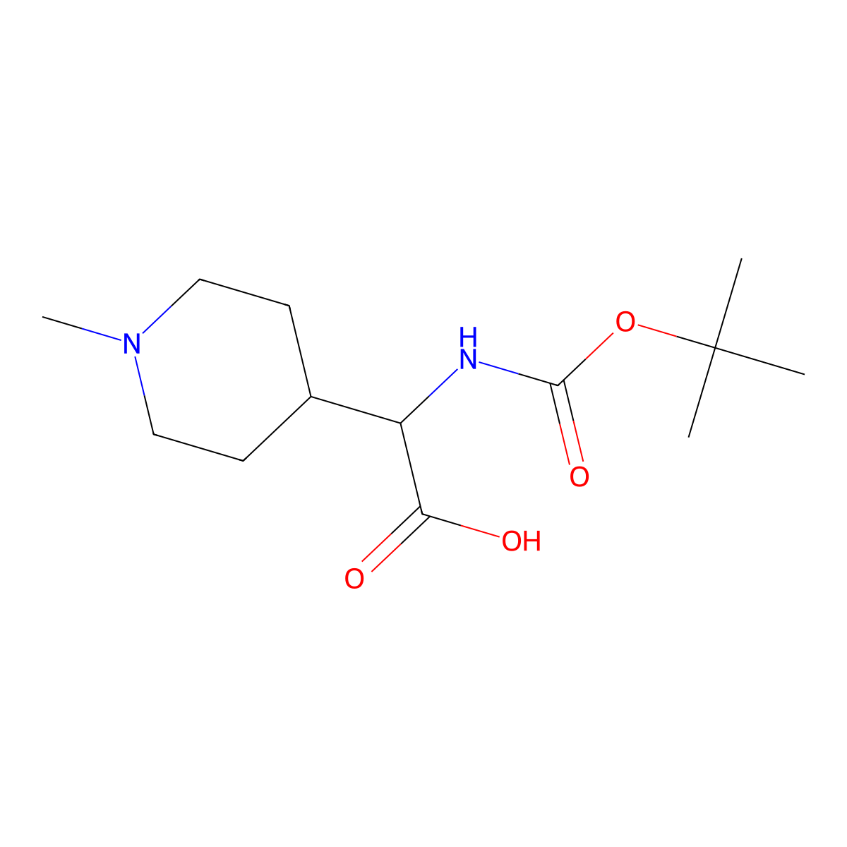 2-{[(Tert-butoxy)carbonyl]amino}-2-(1-methylpiperidin-4-yl)acetic acid molecular structure, CAS 1429015-55-3