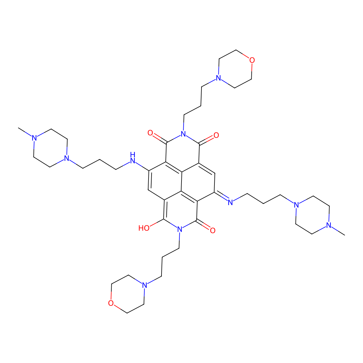 4,9-Bis{[3-(4-Methylpiperazin-1-Yl)propyl]amino}-2,7-Bis[3-(Morpholin-4-Yl)propyl]benzo[lmn][3,8]phenanthroline-1,3,6,8(2h,7h)-Tetrone molecular structure, CAS 1429028-96-5