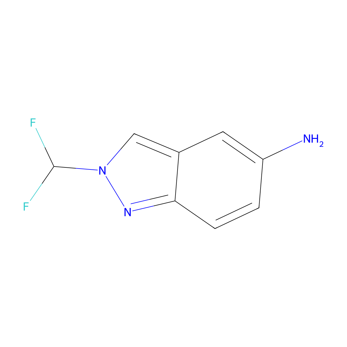 2-(difluoromethyl)-2H-indazol-5-amine molecular structure, CAS 1429042-98-7