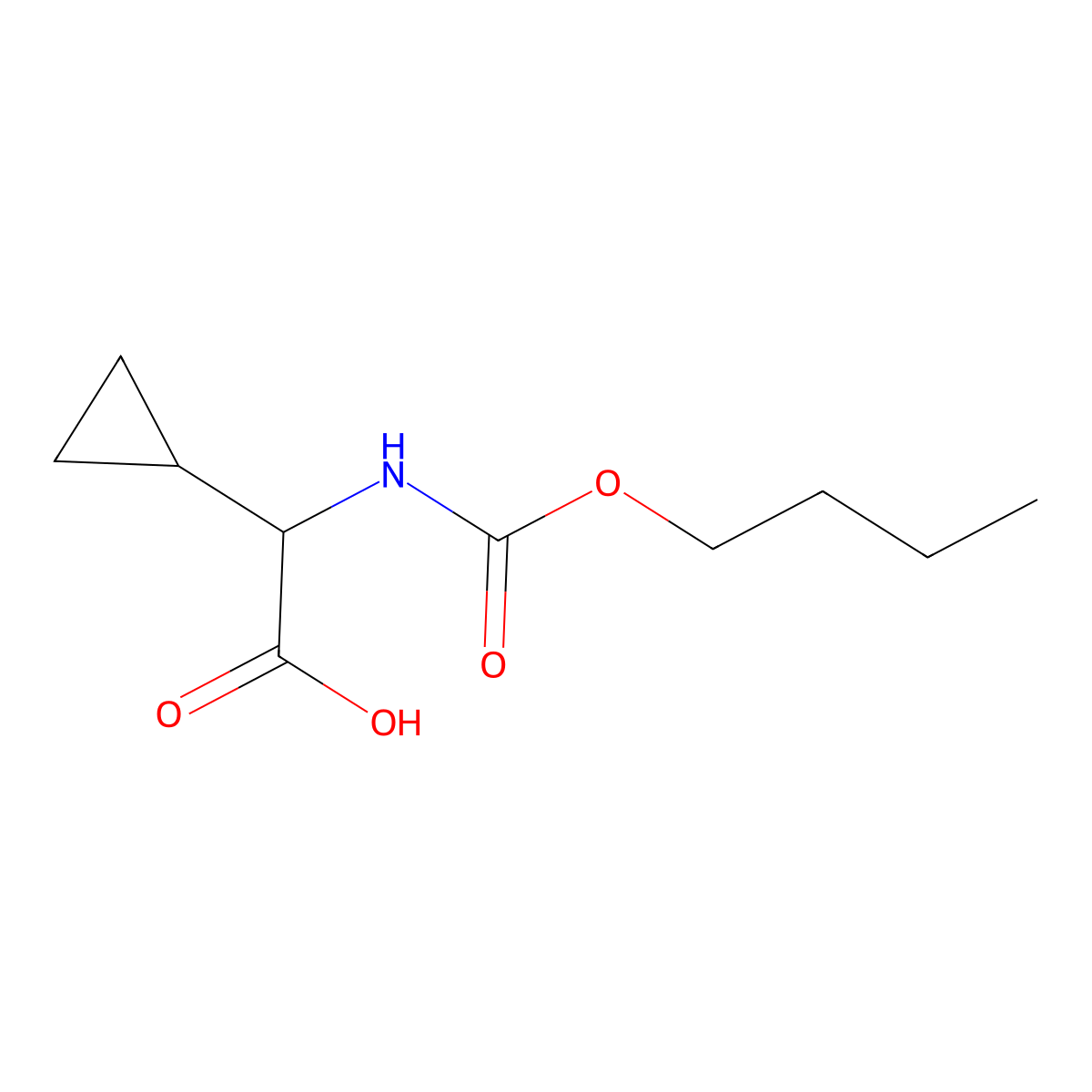 2-((Butoxycarbonyl)amino)-2-cyclopropylacetic acid molecular structure, CAS 1429056-15-4