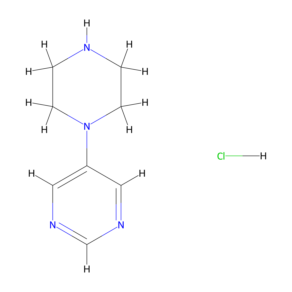 5-(Piperazin-1-yl)pyrimidine hydrochloride molecular structure, CAS 1429056-39-2