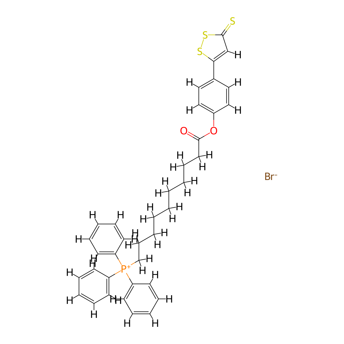 (10-Oxo-10-(4-(3-thioxo-3H-1,2-dithiol-5-yl)phenoxy)decyl)triphenylphosphonium bromide molecular structure, CAS 1429061-80-2