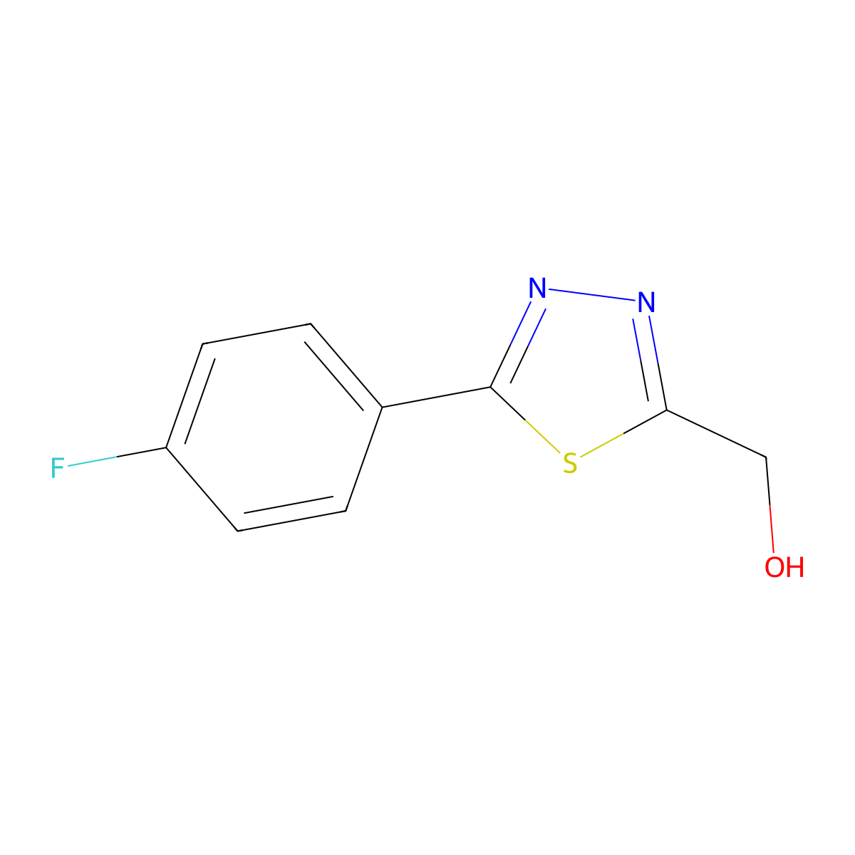 (5-(4-Fluorophenyl)-1,3,4-thiadiazol-2-yl)methanol molecular structure, CAS 1429099-72-8