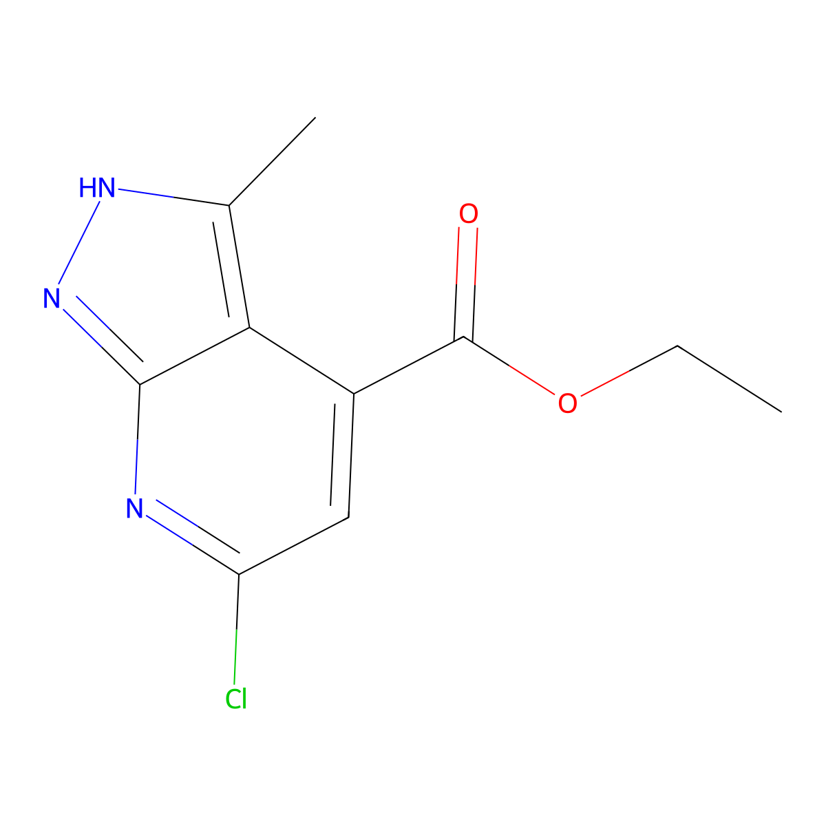 ethyl 6-chloro-3-methyl-1H-pyrazolo[3,4-b]pyridine-4-carboxylate molecular structure, CAS 1429171-52-7