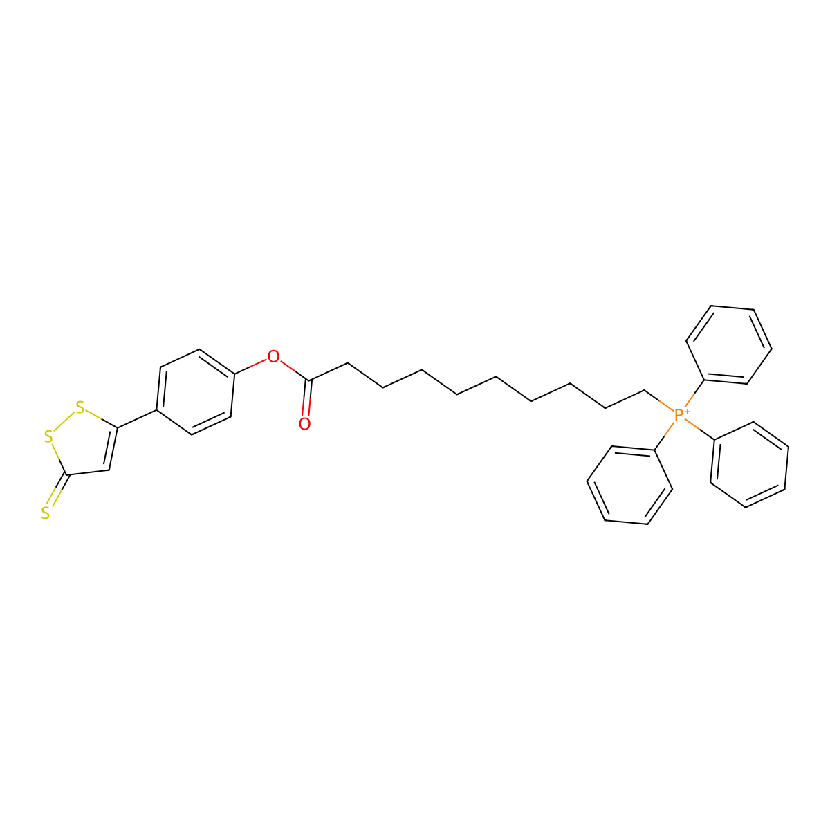 [10-Oxo-10-[4-(5-sulfanylidenedithiol-3-yl)phenoxy]decyl]-triphenylphosphanium molecular structure, CAS 1429173-57-8