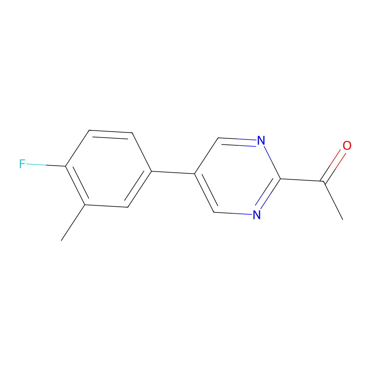 1-(5-(4-Fluoro-3-methylphenyl)pyrimidin-2-YL)ethan-1-one molecular structure, CAS 1429182-07-9