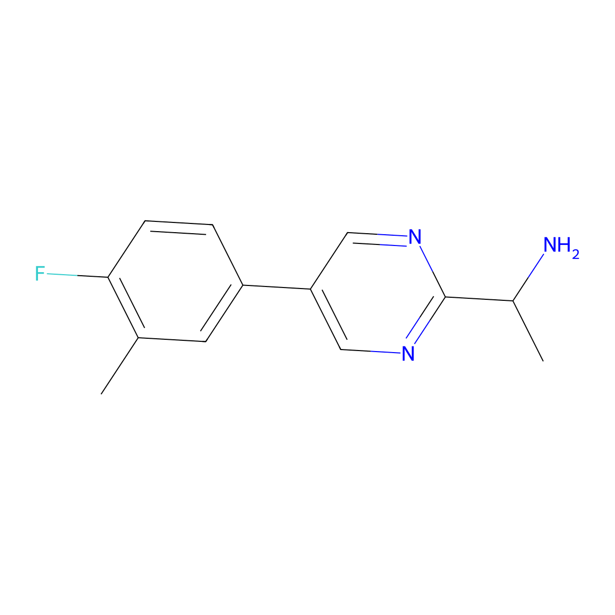 1-(5-(4-Fluoro-3-methylphenyl)pyrimidin-2-yl)ethanamine molecular structure, CAS 1429182-15-9