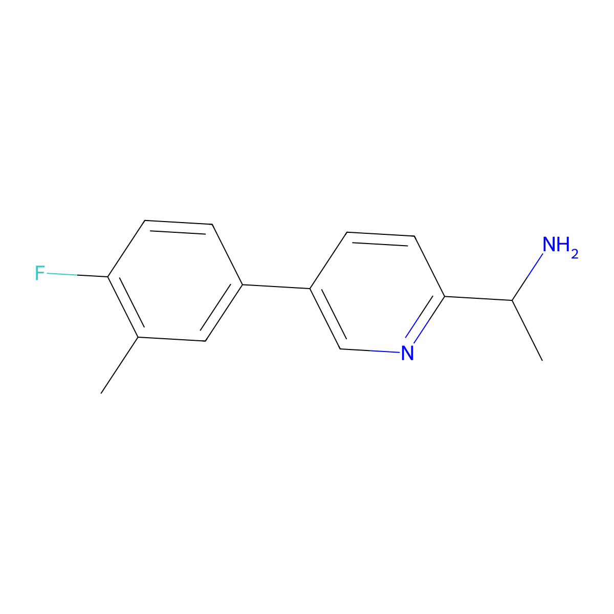 1-[5-(4-Fluoro-3-methylphenyl)-2-pyridinyl]ethanamine molecular structure, CAS 1429182-17-1