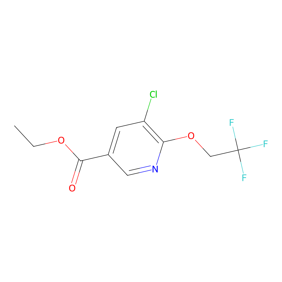 Ethyl 5-chloro-6-(2,2,2-trifluoroethoxy)nicotinate molecular structure, CAS 1429182-84-2