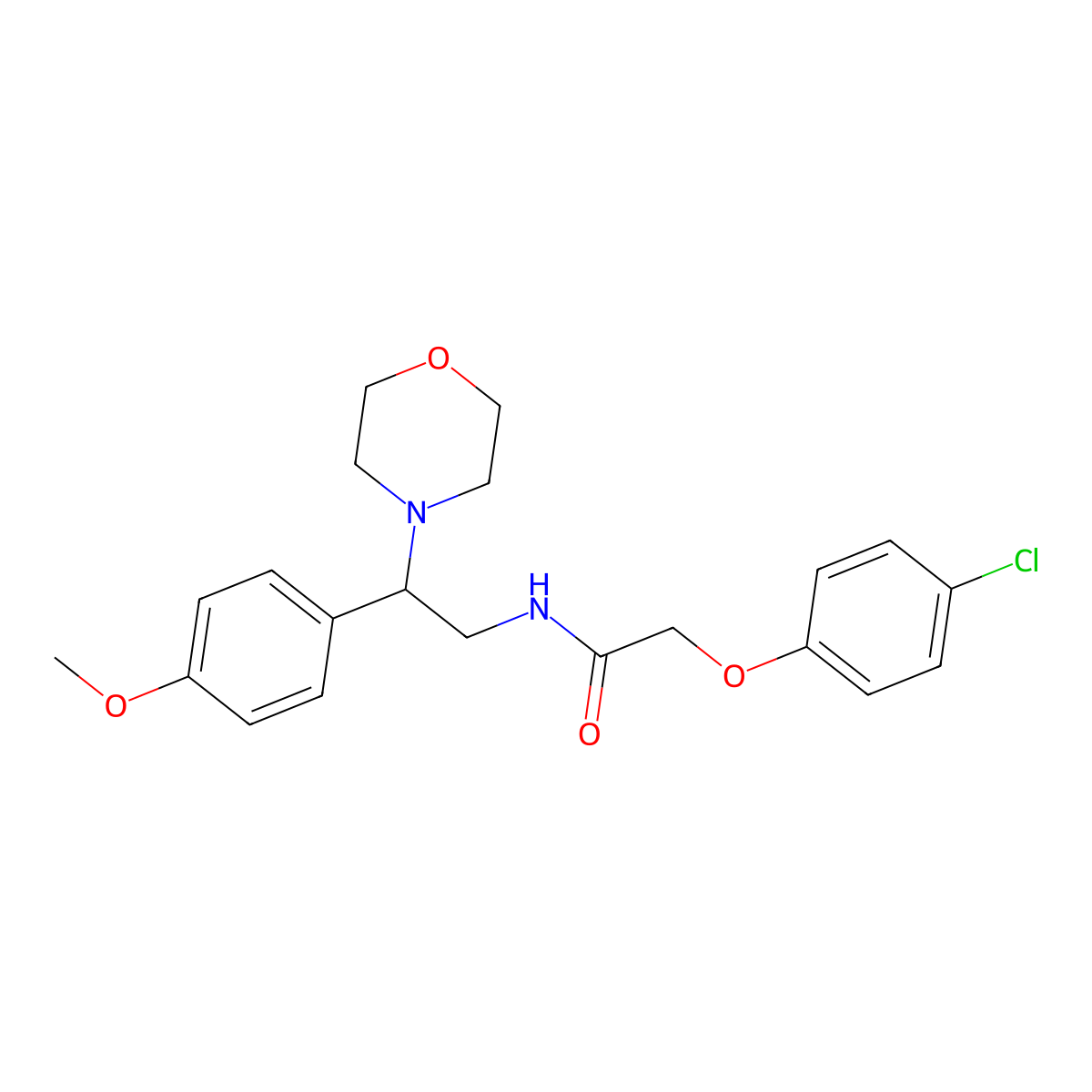 2-(4-chlorophenoxy)-N-[2-(4-methoxyphenyl)-2-(morpholin-4-yl)ethyl]acetamide molecular structure, CAS 142919-54-8