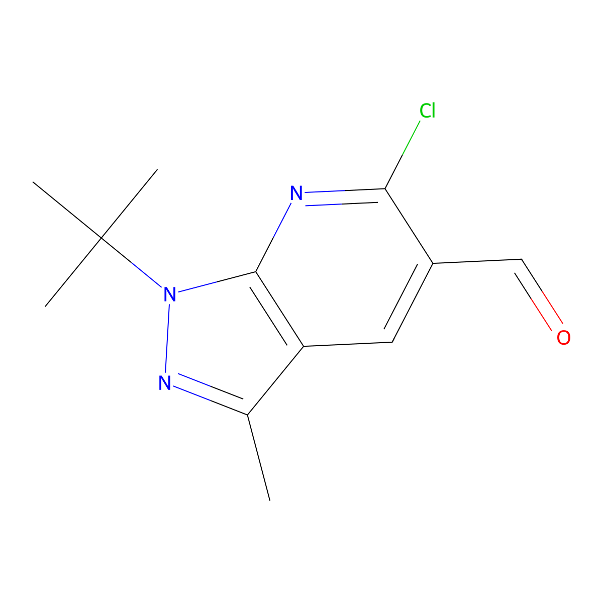 1-tert-butyl-6-chloro-3-methyl-1H-pyrazolo[3,4-b]pyridine-5-carbaldehyde molecular structure, CAS 1429200-71-4